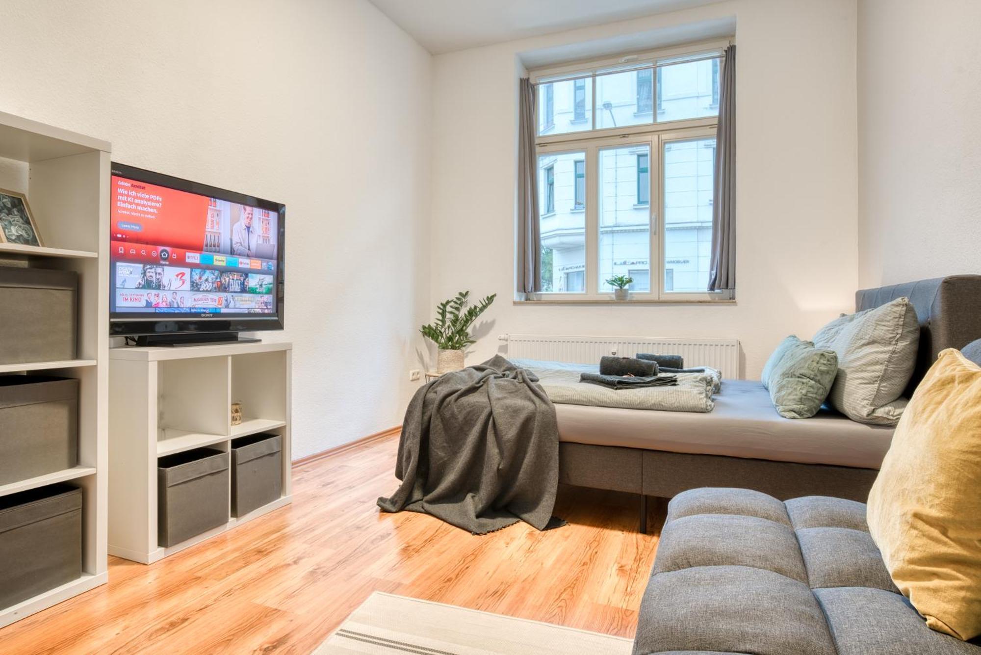 Homy I Altbaucharme Netflix Und Wlan Apartment Leipzig Bagian luar foto